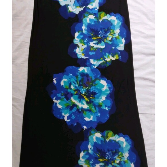 Catherines Maxi Dress Black Blue Floral Sleeveless Stretch Tropical  Womens 0X - Picture 9 of 9